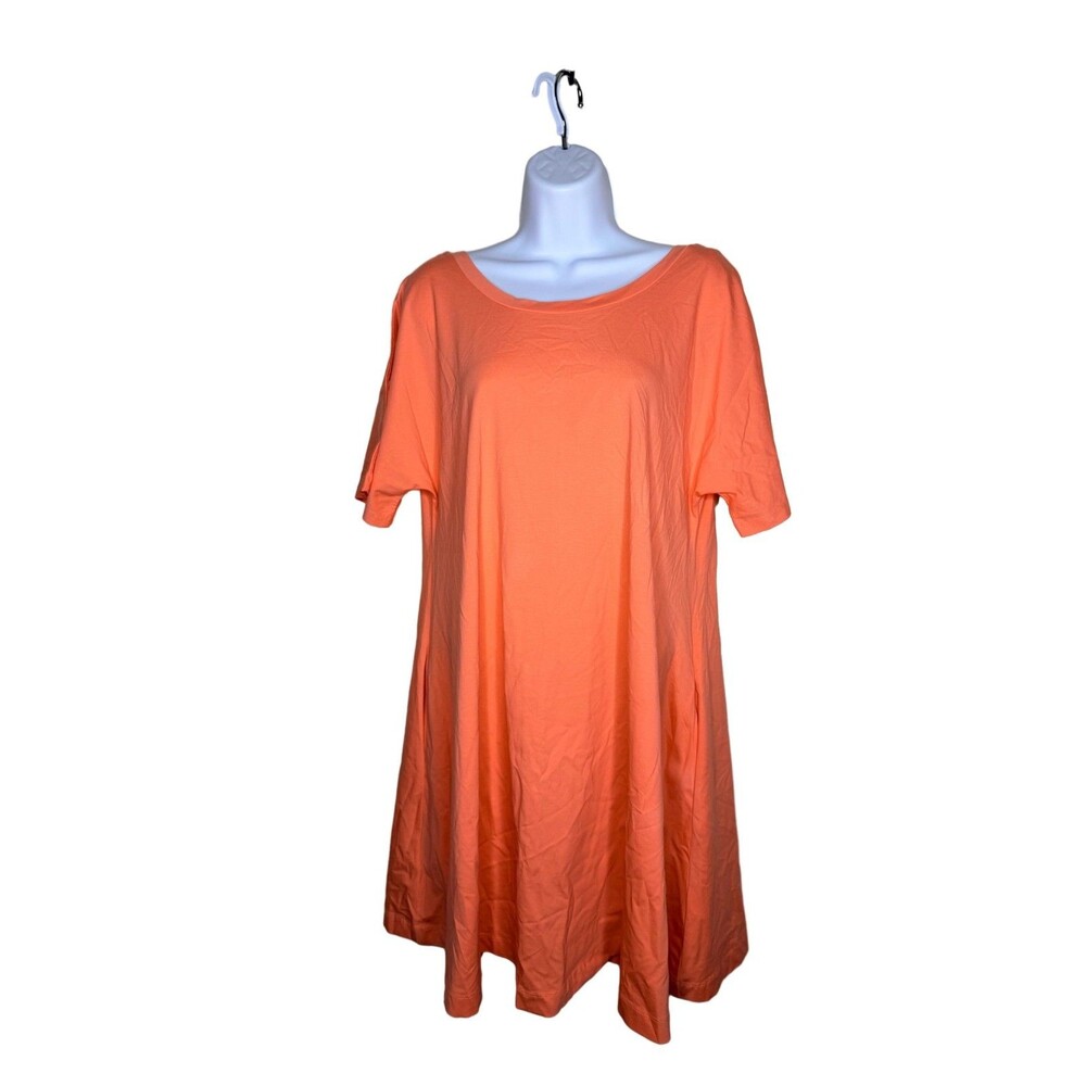 COS Orange A-Line Dress Short Sleeve Cotton Shift swing Pockets sz M